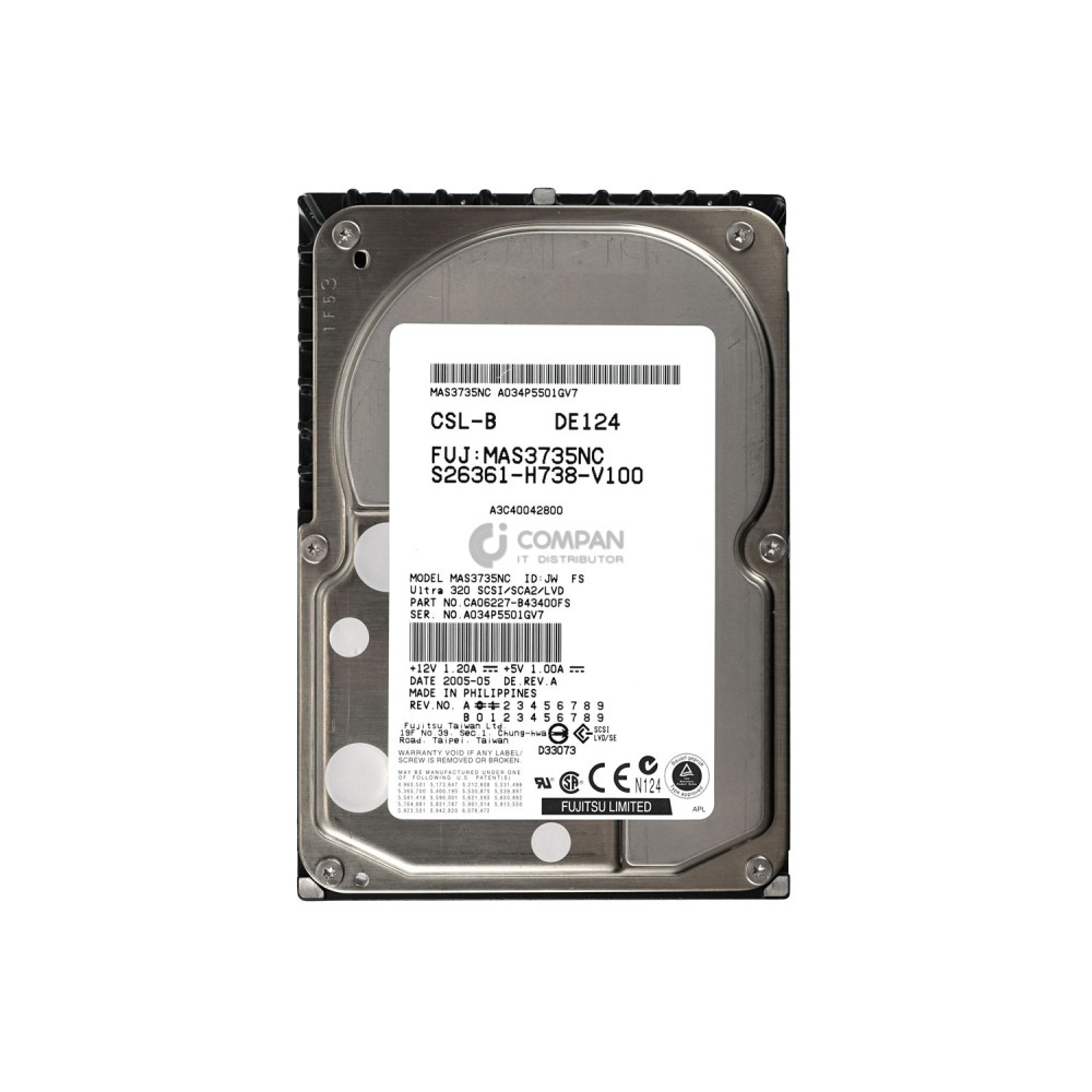A3C40042800 FUJITSU HARD DRIVE 73GB 15K 3.5 U320 SCSI